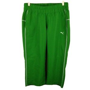 PUMA Vtg Green Nylon Tie Waist  Activewear Jogger Pants Women's Size large